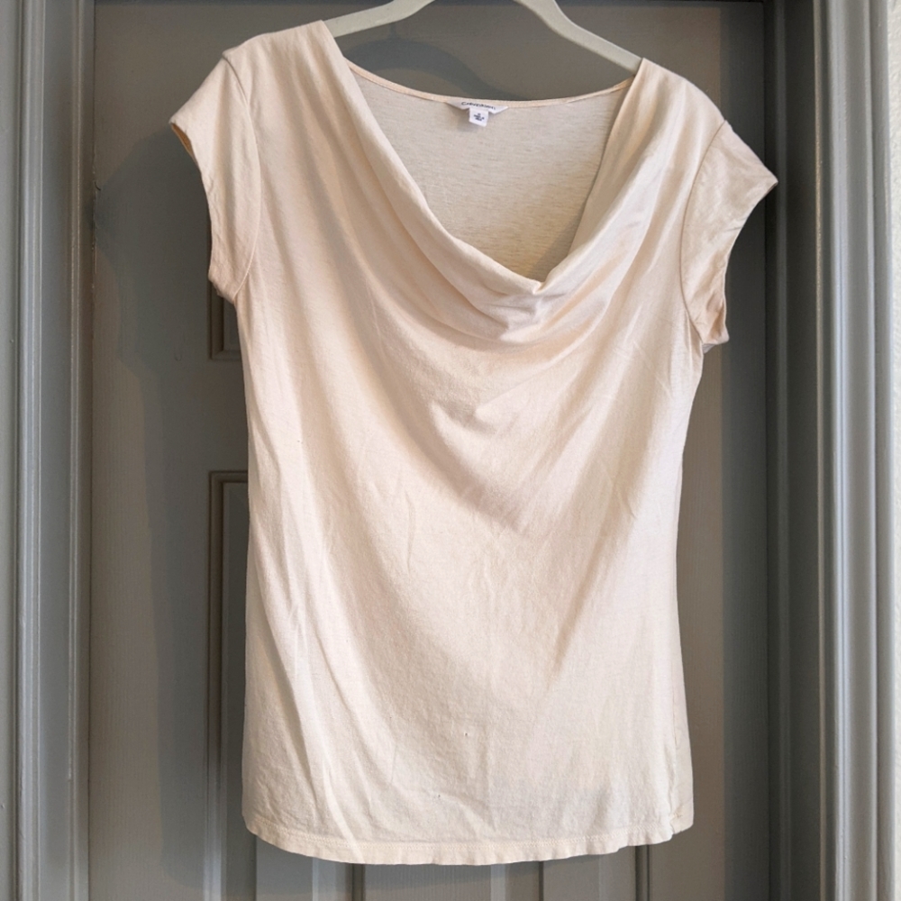 Calvin Klein Cream Cowl Neck Top